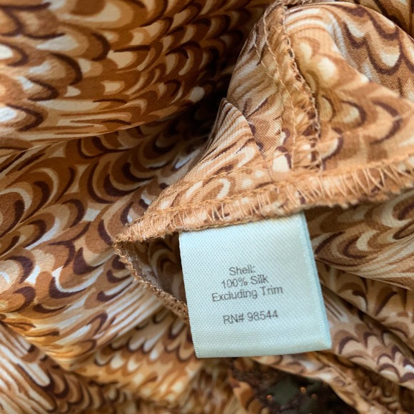 Anthropologie Beth Bowley Dress 100% Silk Lace & Beaded Detail Brown Cream Sz 2 - Picture 8 of 8